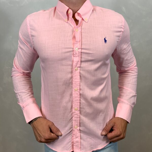 Camisa Manga Longa Linho PRL Rosa-40032