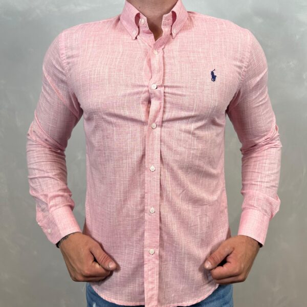 Camisa Manga Longa Linho PRL Rosa-40344